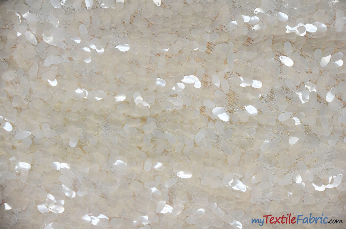 Raindrop Sequins Fabric | Transparent Oval Sequins Fabric | 52" Wide | Two Colors | Fabric mytextilefabric Yards Clear Champagne 