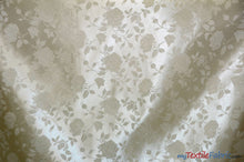 Load image into Gallery viewer, Satin Jacquard | Satin Flower Brocade | 60&quot; Wide | Sold by the Continuous Yard | Fabric mytextilefabric Yards Champagne 