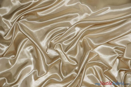 Silky Soft Medium Satin Fabric | Lightweight Event Drapery Satin | 60" Wide | Economic Satin by the Wholesale Bolt | Fabric mytextilefabric Bolts Champagne 0009 