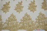 Camilla Embroidery Fabric | Bridal Lace Design YX 1098 | 52" Wide | Fabric mytextilefabric Yards Champagne 