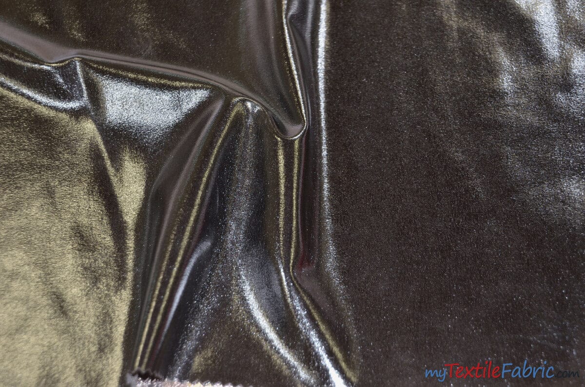 Metallic Foil Spandex Fabric BLACK Sold by the Yard 2 Way Stretch