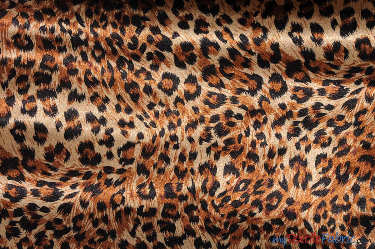 Animal Cheetah Satin Print Fabric | Cheetah Charmeuse Satin | 60" Textile Fabric