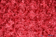 Load image into Gallery viewer, Rosette Satin Fabric | Wedding Satin Fabric | 54&quot; Wide | 3d Satin Floral Embroidery | Multiple Colors | Continuous Yards | Fabric mytextilefabric Yards Cherry 