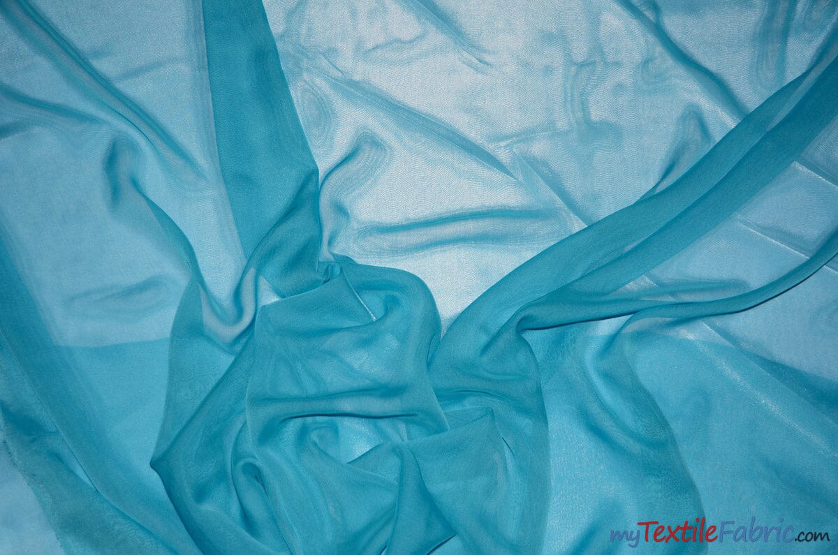 Two Tone Chiffon Fabric | Iridescent Chiffon Fabric | 60" Wide | Clean Edge | Multiple Colors | Sample Swatches | Fabric mytextilefabric Sample Swatches Chinese Aqua 