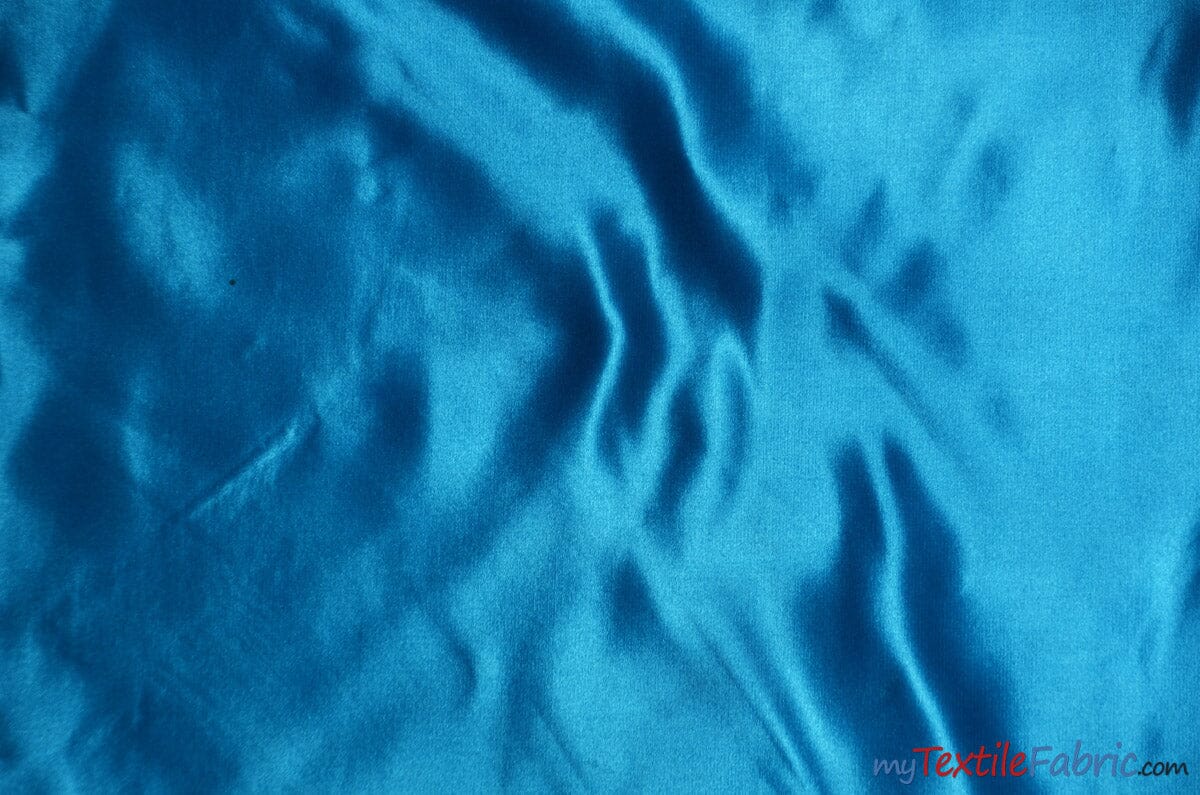 Bridal Satin Fabric | Shiny Bridal Satin | 60" Wide | Multiple Colors | Continuous Yards | Fabric mytextilefabric Yards Chinese Turquoise 