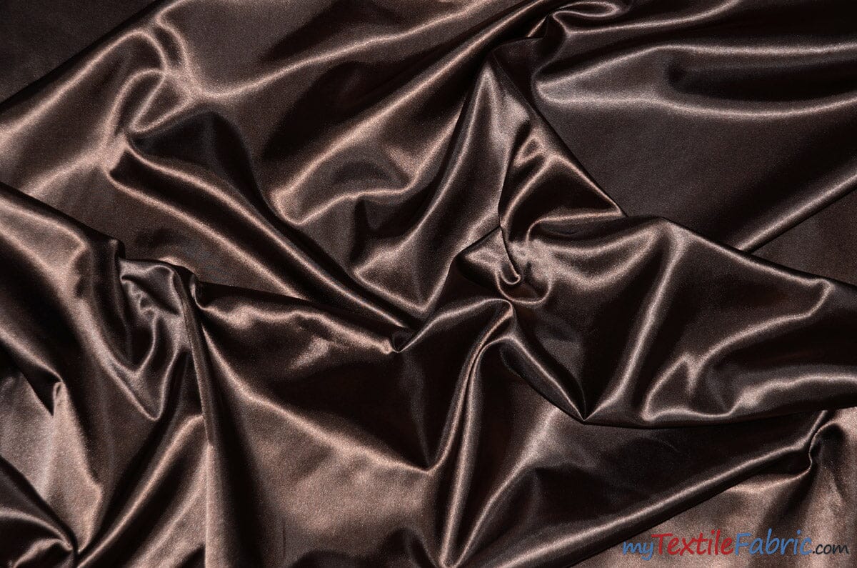 Silky Soft Medium Satin Fabric | Lightweight Event Drapery Satin | 60" Wide | Economic Satin by the Wholesale Bolt | Fabric mytextilefabric Bolts Chocolate 0015 