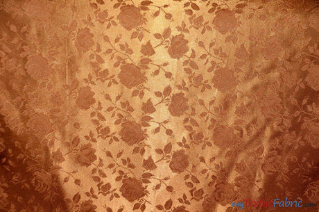 Satin Jacquard | Satin Flower Brocade | Sample Swatch 3"x3" | Fabric mytextilefabric Sample Swatches Cinnamon 