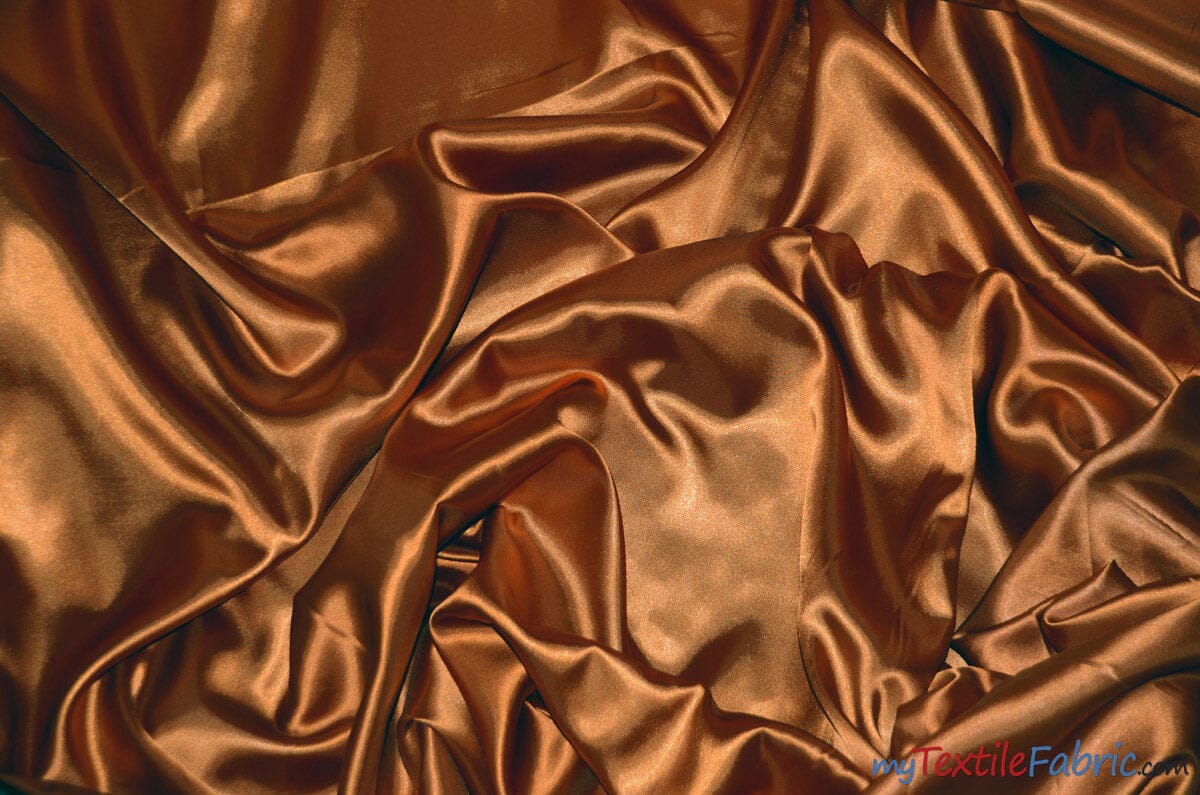 Silky Soft Medium Satin Fabric | Lightweight Event Drapery Satin | 60" Wide | Economic Satin by the Wholesale Bolt | Fabric mytextilefabric Bolts Cinnamon 0012 