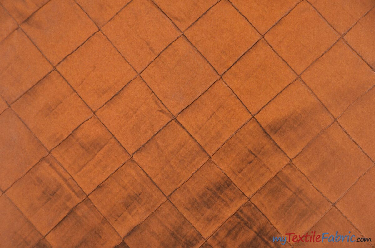 Taffeta Pintuck Fabric | 4"x4" Diamond | Diamond Taffeta Fabric | 58" Wide | Multiple Colors | Wholesale Bolt | Fabric mytextilefabric Bolts Copper 