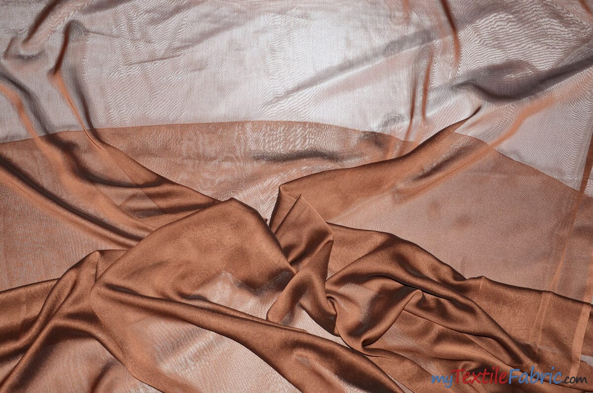 Two Tone Chiffon Fabric | Iridescent Chiffon Fabric | 60" Wide | Clean Edge | Multiple Colors | Wholesale Bolt | Fabric mytextilefabric Bolts Copper 