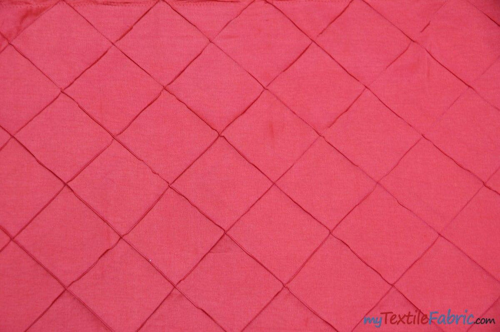 Taffeta Pintuck Fabric | 4"x4" Diamond | Diamond Taffeta Fabric | 58" Wide | Multiple Colors | Continuous Yards | Fabric mytextilefabric Yards Coral 