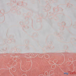 Load image into Gallery viewer, Fantasia Organza Embroidery Fabric | Embroidered Floral Sheer | 54&quot; Wide | Multiple Colors | Fabric mytextilefabric Yards Coral 
