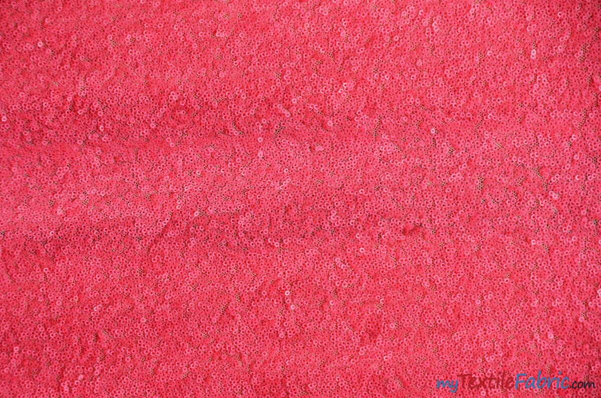 Glitz Mesh Sequins Fabric | 3mm Glitter Sequins | 52" Wide | Multiple Colors | Fabric mytextilefabric Yards Coral 