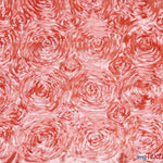 Load image into Gallery viewer, Rosette Satin Fabric | Wedding Satin Fabric | 54&quot; Wide | 3d Satin Floral Embroidery | Multiple Colors | Wholesale Bolt | Fabric mytextilefabric Bolts Coral 
