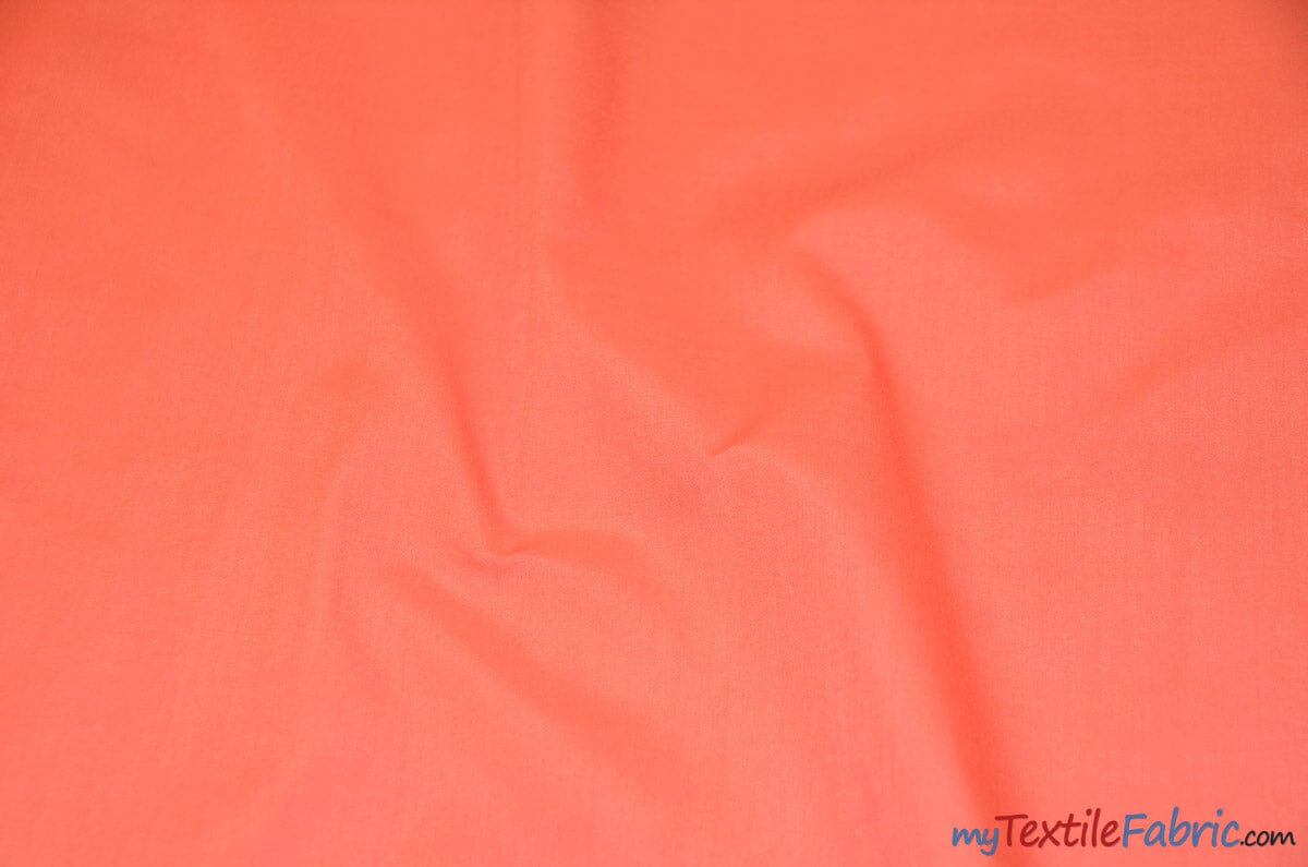 Polyester Cotton Broadcloth Fabric | 60" Wide | Solid Colors | Sample Swatch | Multiple Colors | Fabric mytextilefabric Sample Swatches Coral 