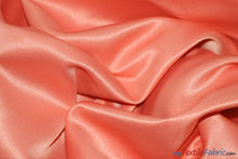 Load image into Gallery viewer, L&#39;Amour Satin Fabric | Polyester Matte Satin | Peau De Soie | 60&quot; Wide | Sample Swatch | Wedding Dress, Tablecloth, Multiple Colors | Fabric mytextilefabric Sample Swatches Coral 
