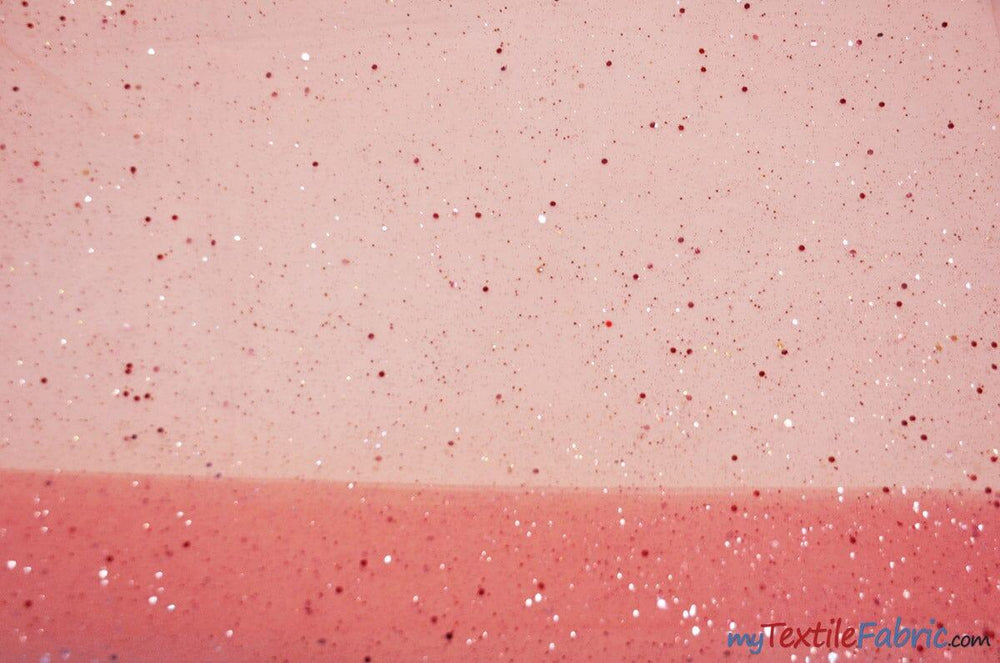 Tulle Glitter with Sequins and Glitter | 60" Wide | Multiple Colors | Glitter Tulle Fabric with Sequins Embellishments | Fabric mytextilefabric Yards Coral 