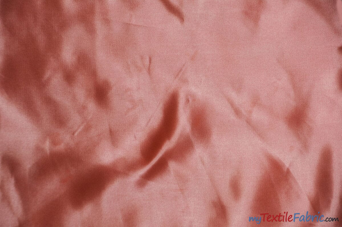 Bridal Satin Fabric | Shiny Bridal Satin | 60" Wide | Multiple Colors | Continuous Yards | Fabric mytextilefabric Yards Coral 