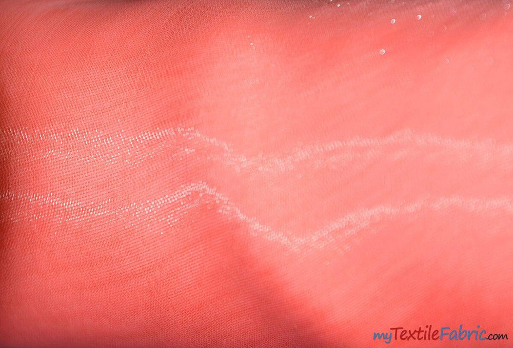 Soft and Smooth Mirror Organza Fabric | 60" Wide | Continuous Yards | Multiple Colors | Fabric mytextilefabric Yards Coral 