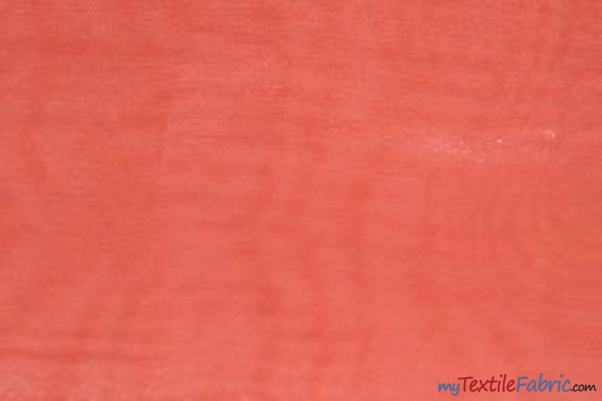 Crystal Organza Fabric | Sparkle Sheer Organza | 60" Wide | Continuous Yards | Multiple Colors | Fabric mytextilefabric Yards Coral 