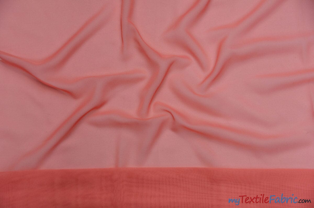 Chiffon Fabric | Super Soft & Flowy | 60" Wide | Sample Swatch | Fabric mytextilefabric Sample Swatches Coral 