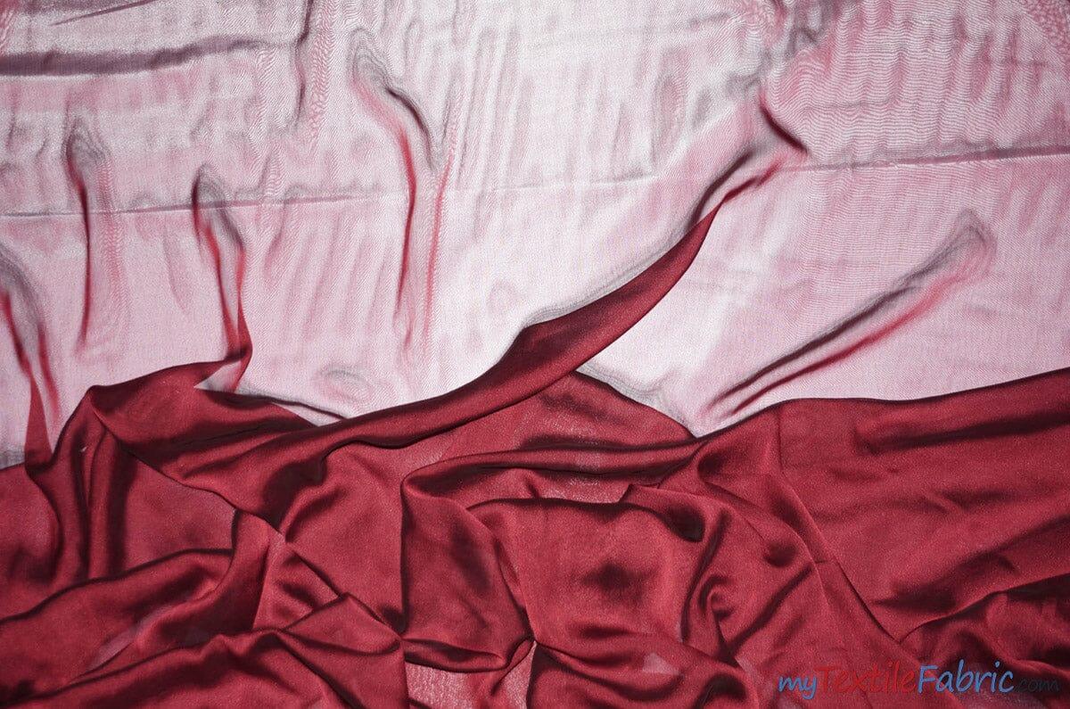 Two Tone Chiffon Fabric | Iridescent Chiffon Fabric | 60" Wide | Clean Edge | Multiple Colors | Continuous Yards | Fabric mytextilefabric Yards Cranberry 