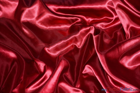 Silky Soft Medium Satin Fabric | Lightweight Event Drapery Satin | 60" Wide | Economic Satin by the Wholesale Bolt | Fabric mytextilefabric Bolts Cranberry 0067 