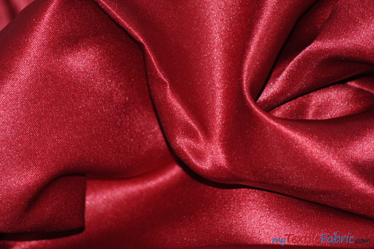 L'Amour Satin Fabric | Polyester Matte Satin | Peau De Soie | 60" Wide | Wholesale Bolt | Wedding Dress, Tablecloth, Multiple Colors | Fabric mytextilefabric Bolts Cranberry 