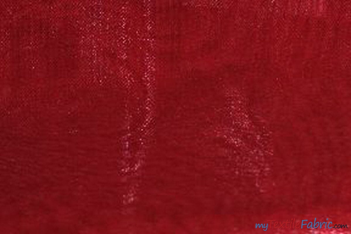 Crystal Organza Fabric | Sparkle Sheer Organza | 60" Wide | Continuous Yards | Multiple Colors | Fabric mytextilefabric Yards Cranberry 