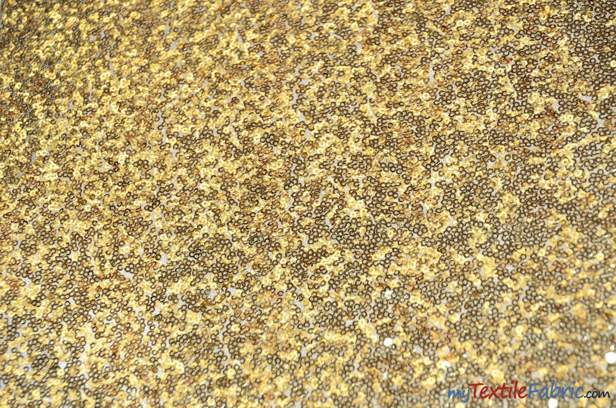 Glitz Mesh Sequins Fabric | 3mm Glitter Sequins | 52" Wide | Multiple Colors | Fabric mytextilefabric Yards Creative Gold 