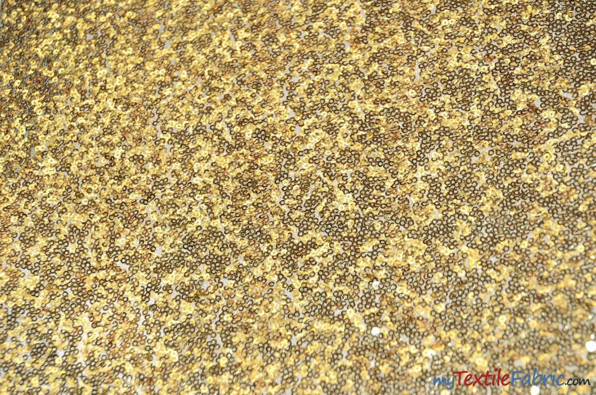 Glitz Mesh Sequins Fabric | 3mm Glitter Sequins | 52" Wide | Multiple Colors | Fabric mytextilefabric Yards Creative Gold 