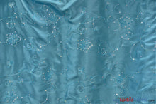 Load image into Gallery viewer, Aurora Taffeta Embroidery | Embroidered Floral Taffeta | 54&quot; Wide | Multiple Colors | Fabric mytextilefabric Yards Dark Aqua 
