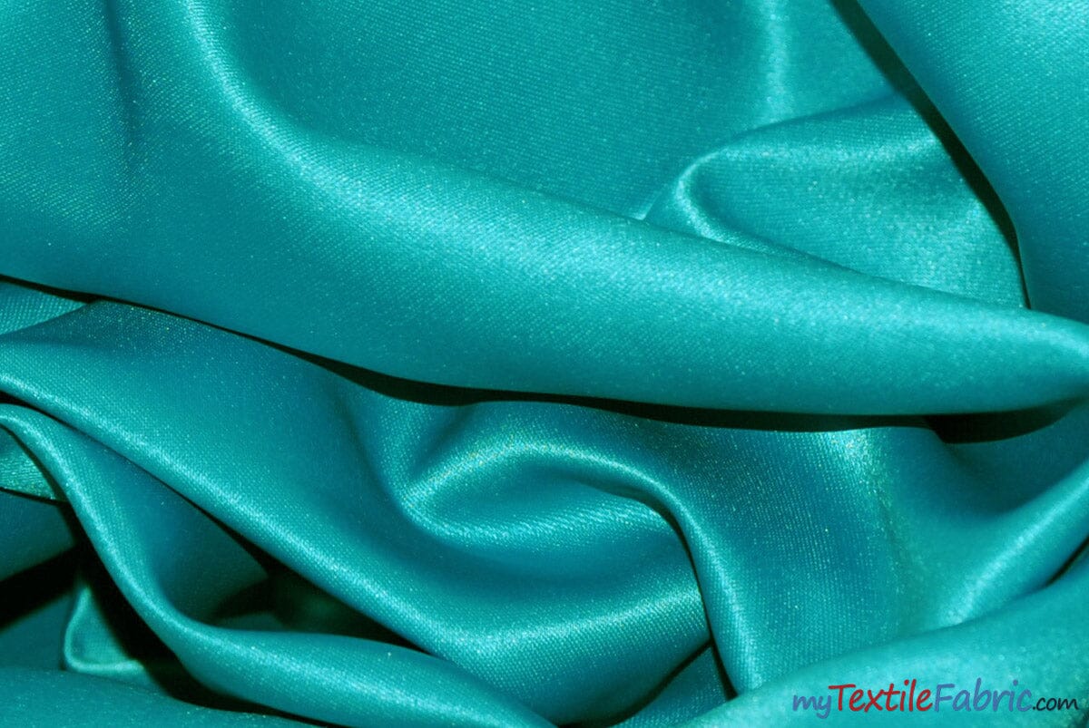 L'Amour Satin Fabric | Polyester Matte Satin | Peau De Soie | 60" Wide | Wholesale Bolt | Wedding Dress, Tablecloth, Multiple Colors | Fabric mytextilefabric Bolts Dark Aqua 
