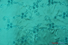 Load image into Gallery viewer, Ribbon Taffeta Fabric | Ribbon Cord Taffeta Embroidery | 54&quot; Wide | Multiple Colors | Fabric mytextilefabric Yards Dark Aqua 