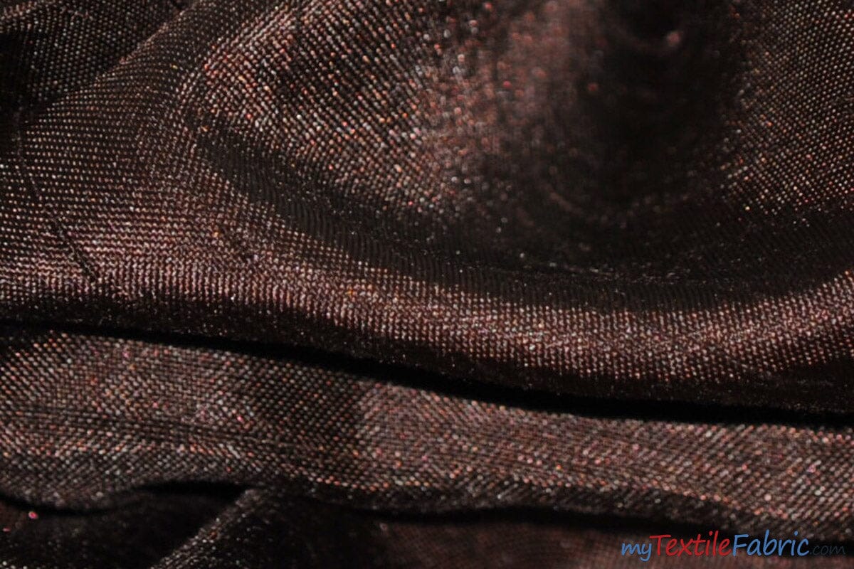 Shantung Satin Fabric | Satin Dupioni Silk Fabric | 60" Wide | Multiple Colors | Wholesale Bolt | Fabric mytextilefabric Bolts Dark Brown 