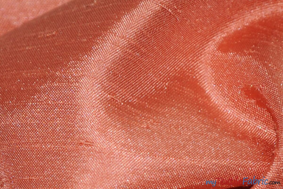 Shantung Satin Fabric | Satin Dupioni Silk Fabric | 60" Wide | Multiple Colors | Wholesale Bolt | Fabric mytextilefabric Bolts Dark Coral 
