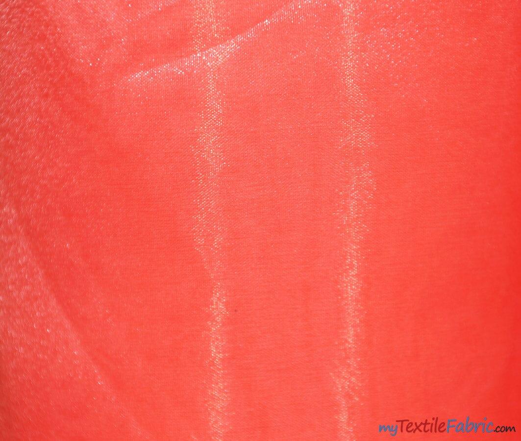 Crystal Organza Fabric | Sparkle Sheer Organza | 60" Wide | Continuous Yards | Multiple Colors | Fabric mytextilefabric Yards Dark Coral 