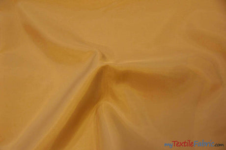 Polyester Silky Habotai Lining | 58" Wide | Super Soft and Silky Poly Habotai Fabric | Continuous Yards | Multiple Colors | Digital Printing, Apparel Lining, Drapery and Decor | Fabric mytextilefabric Yards Dark Gold 