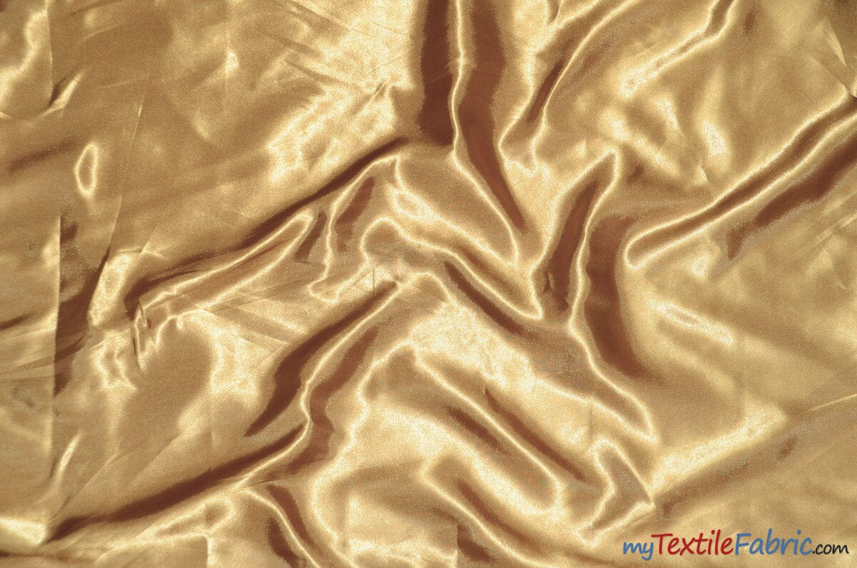 Silky Soft Medium Satin Fabric | Lightweight Event Drapery Satin | 60" Wide | Economic Satin by the Wholesale Bolt | Fabric mytextilefabric Bolts Dark Gold 0002 