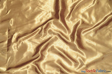 Load image into Gallery viewer, Silky Soft Medium Satin Fabric | Lightweight Event Drapery Satin | 60&quot; Wide | Economic Satin by the Wholesale Bolt | Fabric mytextilefabric Bolts Dark Gold 0002 