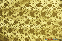 Load image into Gallery viewer, Satin Jacquard | Satin Flower Brocade | 60&quot; Wide | Sold by the Continuous Yard | Fabric mytextilefabric Yards Dark Gold 