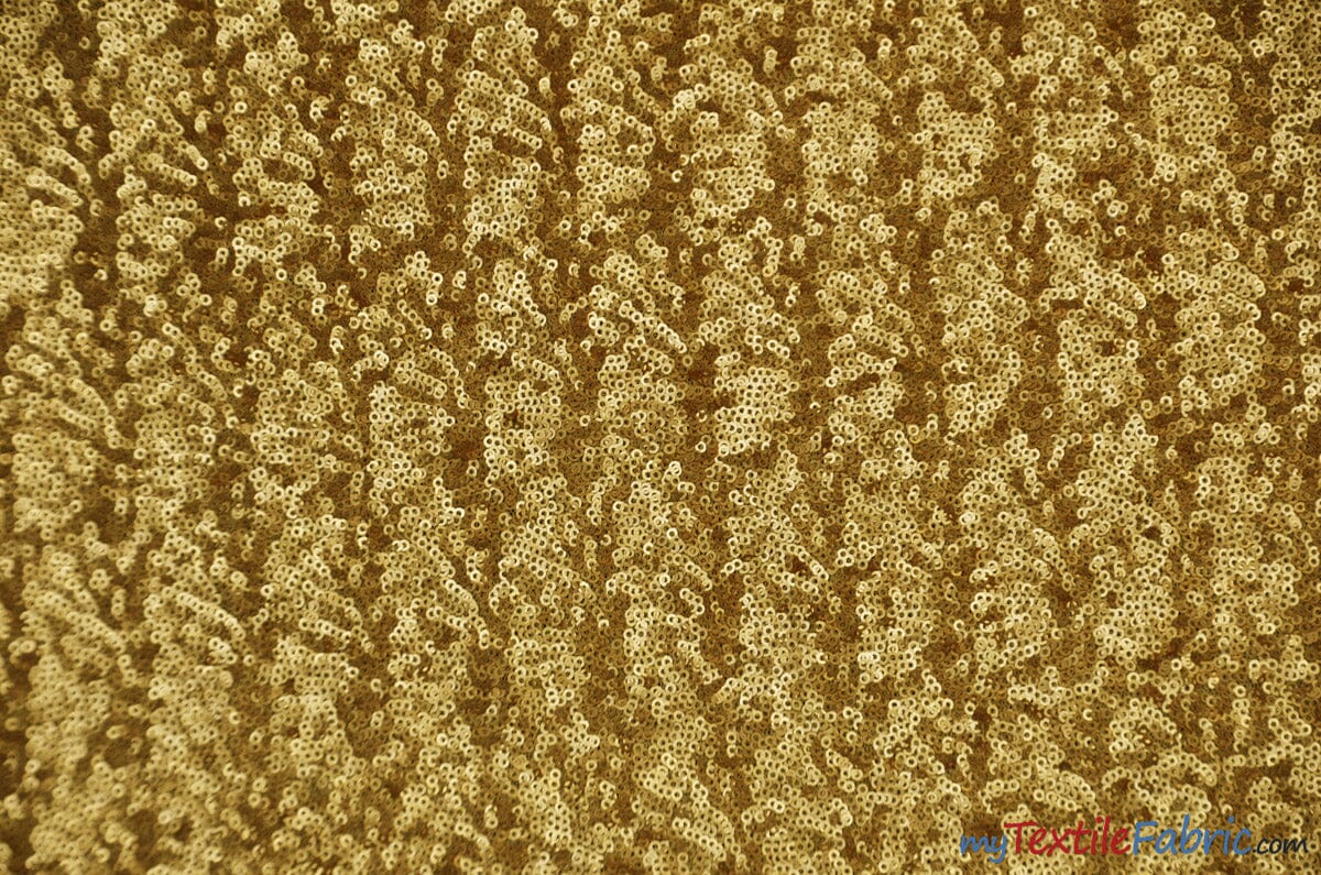 Glitz Mesh Sequins Fabric | 3mm Glitter Sequins | 52" Wide | Multiple Colors | Fabric mytextilefabric Yards Dark Gold 