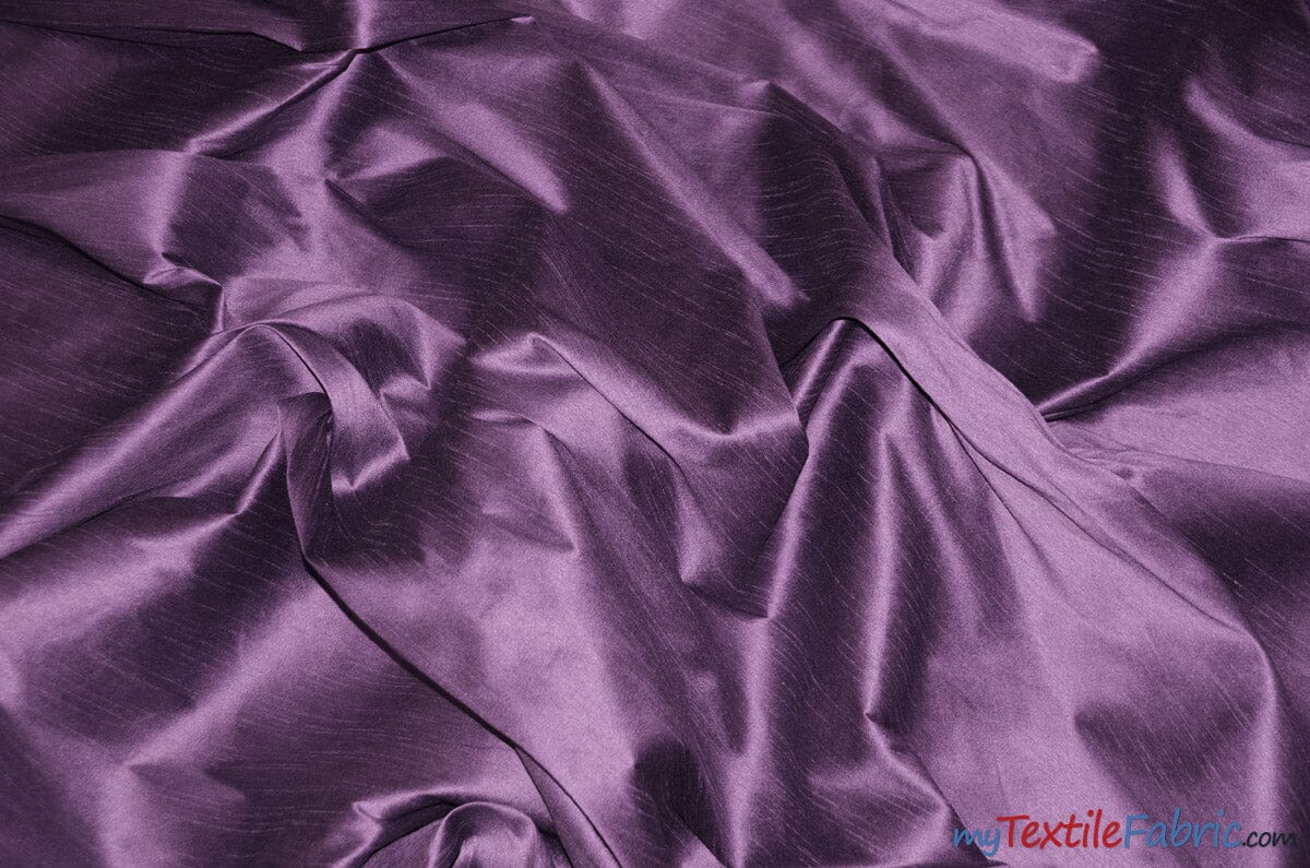 Polyester Silk Fabric | Faux Silk | Polyester Dupioni Fabric | Continuous Yards | 54" Wide | Multiple Colors | Fabric mytextilefabric Yards Dark Lilac 
