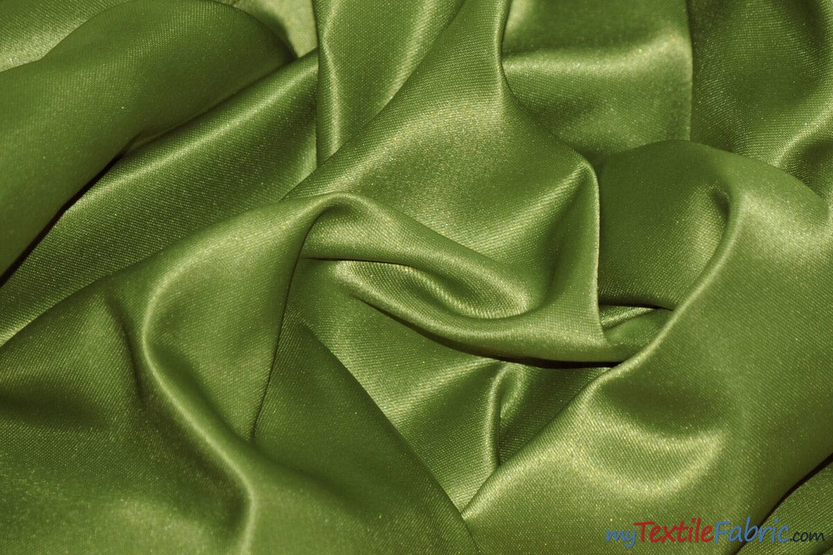 L'Amour Satin Fabric | Polyester Matte Satin | Peau De Soie | 60" Wide | Wholesale Bolt | Wedding Dress, Tablecloth, Multiple Colors | Fabric mytextilefabric Bolts Dark Lime 