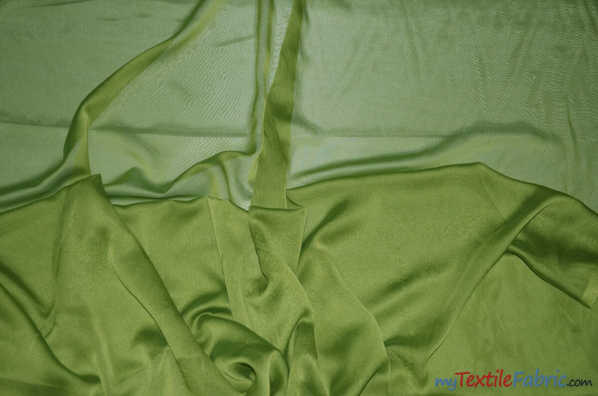 Two Tone Chiffon Fabric | Iridescent Chiffon Fabric | 60" Wide | Clean Edge | Multiple Colors | Sample Swatches | Fabric mytextilefabric Sample Swatches Dark Lime 