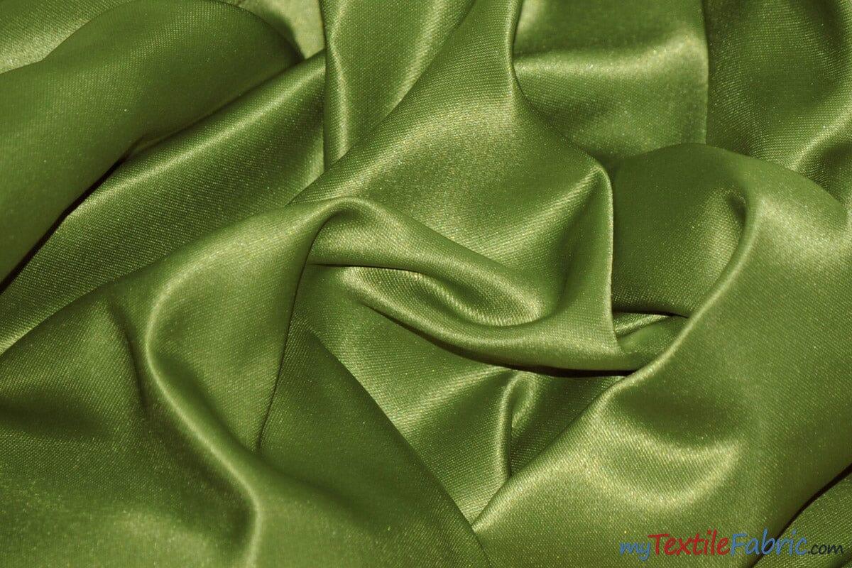 L'Amour Satin Fabric | Polyester Matte Satin | Peau De Soie | 60" Wide | Continuous Yards | Wedding Dress, Tablecloth, Multiple Colors | Fabric mytextilefabric Yards Dark Lime 