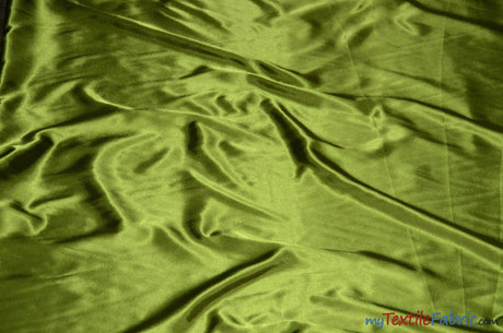 Silky Soft Medium Satin Fabric | Lightweight Event Drapery Satin | 60" Wide | Economic Satin by the Wholesale Bolt | Fabric mytextilefabric Bolts Dark Lime 0048 