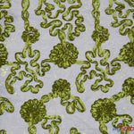 Load image into Gallery viewer, Luxury Organza Embroidery Fabric | Embroidered Ribbon Organza | 54&quot; Wide | Multiple Colors | Fabric mytextilefabric Yards Dark Lime 
