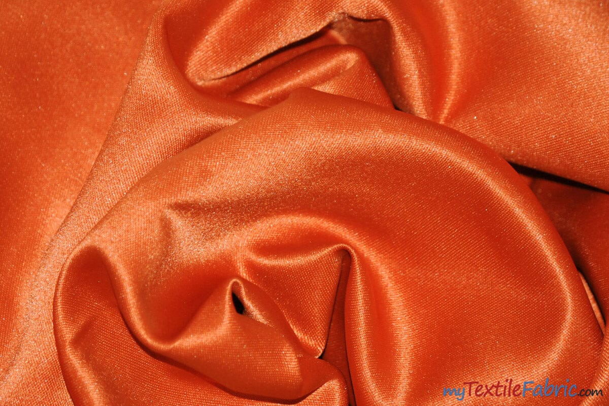 L'Amour Satin Fabric | Polyester Matte Satin | Peau De Soie | 60" Wide | Wholesale Bolt | Wedding Dress, Tablecloth, Multiple Colors | Fabric mytextilefabric Bolts Dark Orange 
