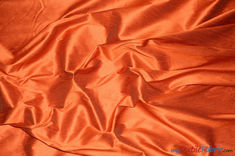 Polyester Silk Fabric | Faux Silk | Polyester Dupioni Fabric | Wholesale Bolt | 54" Wide | Multiple Colors | Fabric mytextilefabric Bolts Dark Orange 